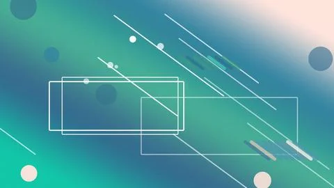 Overlapping abstract rectangles and diagonal streak lines float on a teal-t.. Stock Illustration