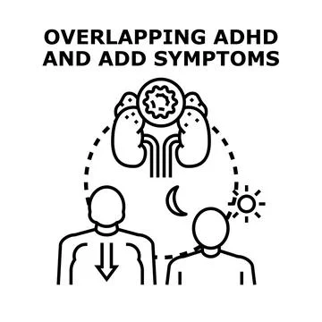 Overlapping adhd and add symptoms concept illustration Stock Illustration