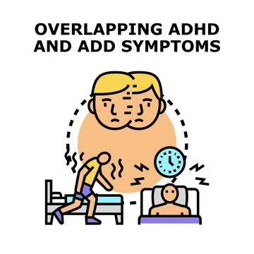Overlapping adhd and add symptoms causing restlessness and sleep problems Ilustración de archivo