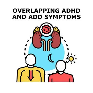 Overlapping adhd and add symptoms concept illustration Stock Illustration