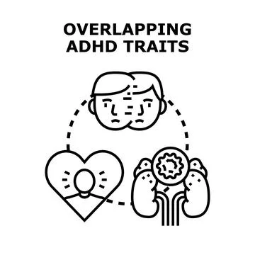 Overlapping adhd traits concept illustrating mental and physical health Stock Illustration