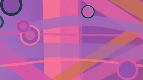 Overlapping bands, transparent blocks, and outlined circles form a lively m.. Stock Illustration