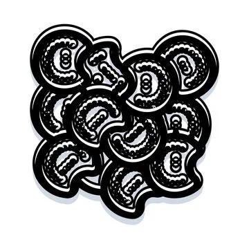 Overlapping black and white abstract circular shapes pattern Stock Illustration