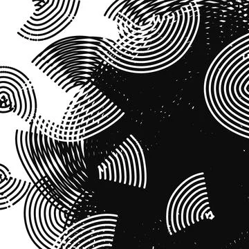 Overlapping Black Concentric Arcs on White Stock Illustration