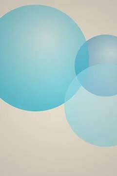 Overlapping Blue Bubbles on Beige Background Stock Photos