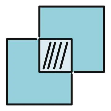 Overlapping blue geometric squares creating new striped shape Stock Illustration