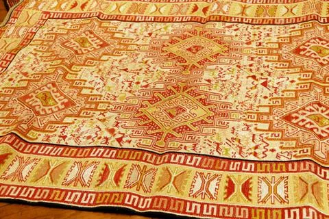 Overlapping carpets with intricate kurdish  patterns 스톡 사진