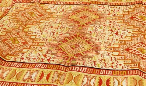 Overlapping carpets with intricate kurdish  patterns 스톡 사진