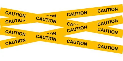 Overlapping caution tape strips with warning text Stock Illustration
