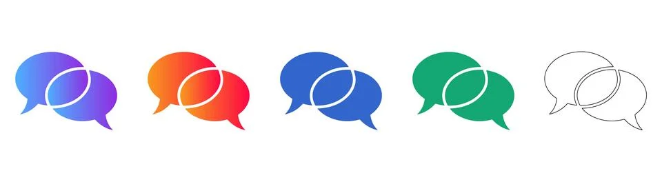 Overlapping Chat Bubbles Icons Set Stock Illustration