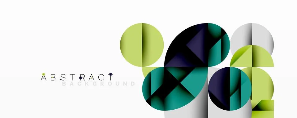 Overlapping circles create abstract geometric pattern. Green, navy, white hues Stock Illustration