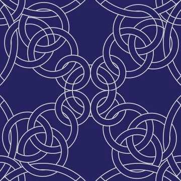 Overlapping circles outline seamless pattern. Geomatric circular pattern. Stock Illustration