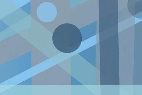 Overlapping circles, translucent rectangles, and diagonal beams create a co.. Stockillustratie