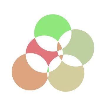 Overlapping circles in various pastel colors green, pink, peach, and beige... Stock Illustration