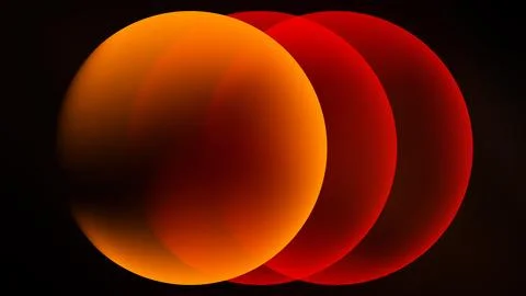 Overlapping circles, vibrant orange, red hues. Gradient effect creates depth, Ilustración de archivo