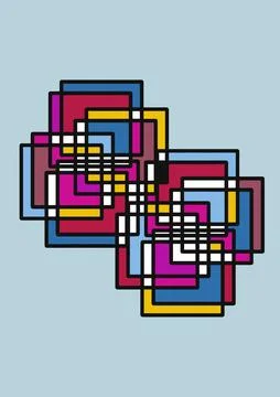 Overlapping Color Block Rectangles Abstract Illustration Stock Illustration