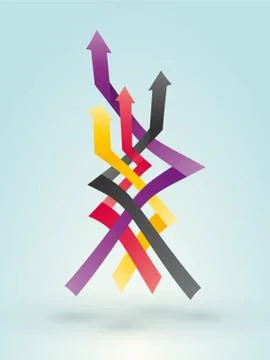 Overlapping colored arrow pointing to the target イラスト素材