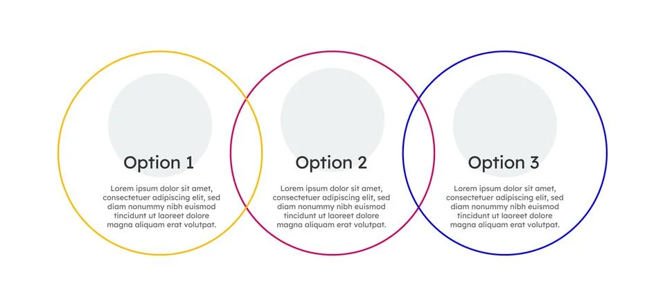Overlapping colored circles empty infographic template Stock Illustration