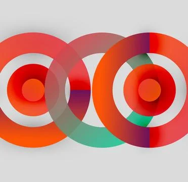 Overlapping colorful circles create abstract infinity symbol. Gradient hues 스톡 일러스트