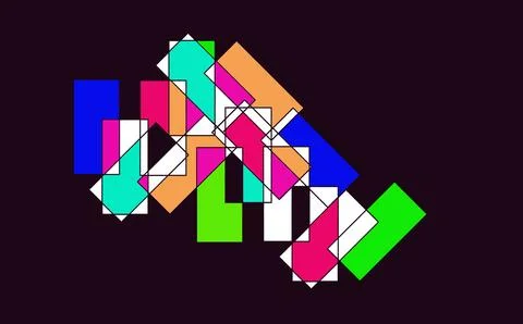 Overlapping Colorful Rectangles Composition on Dark Background Stock Illustration