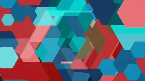 Overlapping colorful triangle and hexagon shapes moving in an endless, seamless Stock Footage 346083449