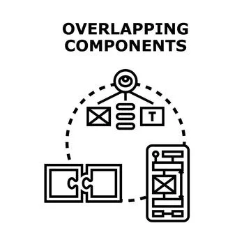 Overlapping components creating integration and puzzle concept Stockillustratie