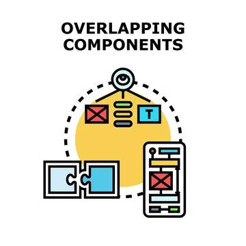 Overlapping components creating integration and puzzle concept Stock Illustration