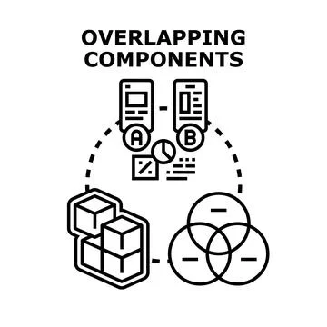 Overlapping components presenting a complex system analysis Illustrazione stock