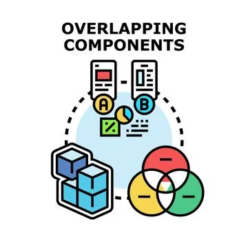 Overlapping components presenting a complex system analysis Illustrazione stock