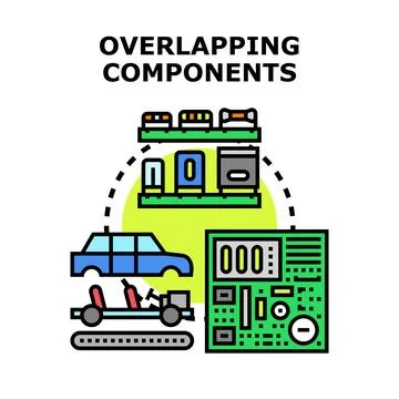 Overlapping components production process and assembly line Stockillustratie