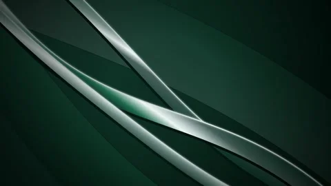 Overlapping dark green and silver ribbon bands in a seamless loop Stock Footage 341402065