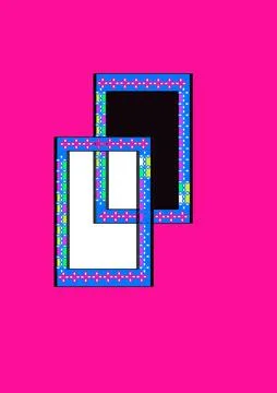 Overlapping Decorative Floral Pattern Frames on Bright Pink Background Illustrazione stock