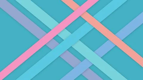 Overlapping diagonal strips in turquoise, cyan, pink, coral, and violet for.. Stock Illustration