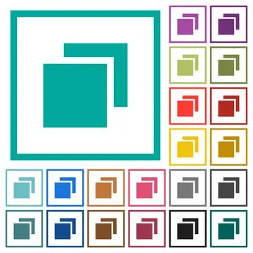 Overlapping elements flat color icons with quadrant frames Stock Illustration