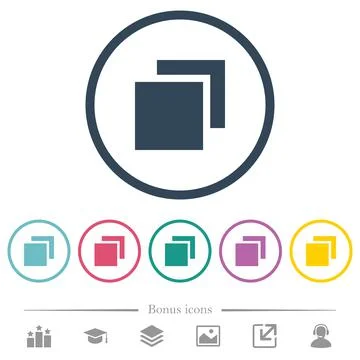 Overlapping elements flat color icons in round outlines イラスト素材