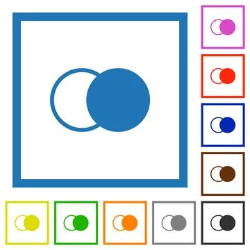 Overlapping elements flat framed icons 스톡 일러스트