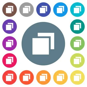 Overlapping elements flat white icons on round color backgrounds Illustrazione stock