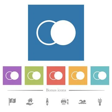 Overlapping elements flat white icons in square backgrounds Stock Illustration