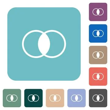 Overlapping elements rounded square flat icons Stock Illustration