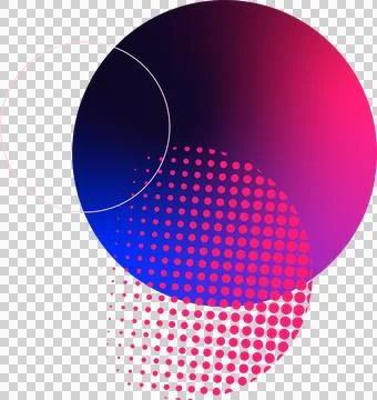 Overlapping flat geometric circles showing gradient, dot semicircle pattern, Stock Illustration