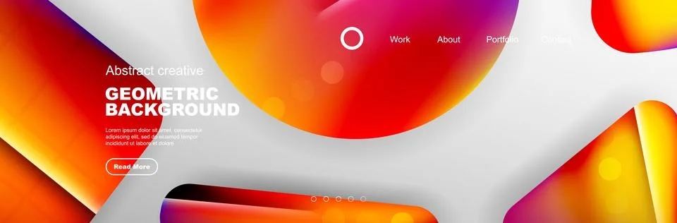 Overlapping geometric shapes background. 3D shadow effects and fluid gradients Illustrazione stock