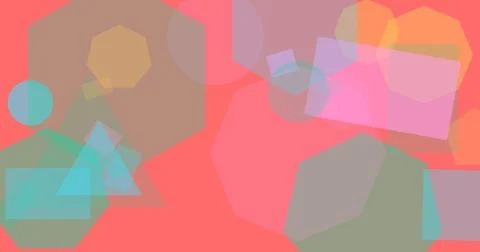 Overlapping geometric shapes with transparency in pastel and bright colors .. Illustrazione stock