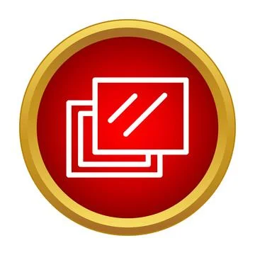 Overlapping glass sheets icon on red background Stockillustratie