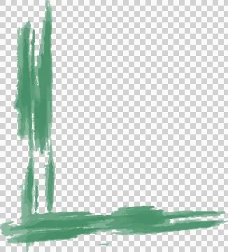 Overlapping green brush strokes creating L-shaped corner on transparent Stock Illustration
