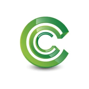 Overlapping green circle CC logo design vector in the white background Stock Illustration