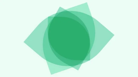 Overlapping green translucent geometric shapes on a pure white background Stock Footage 335145768