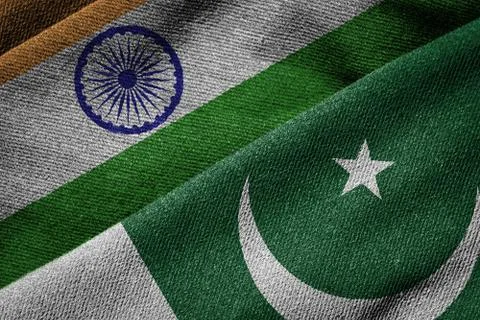 Overlapping Grunge Flags of India and Pakistan Stock Illustration