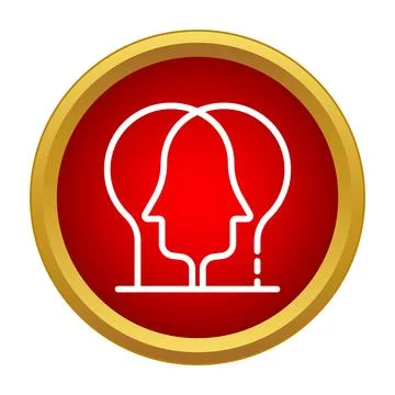 Overlapping head profiles symbolizing empathy and connection icon Illustrazione stock