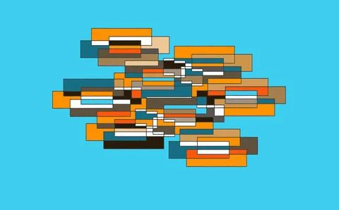 Overlapping Horizontal Rectangles Pattern on Cyan Background イラスト素材