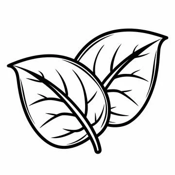 Overlapping Leaves Icon in Thin Outline Style Stock Illustration
